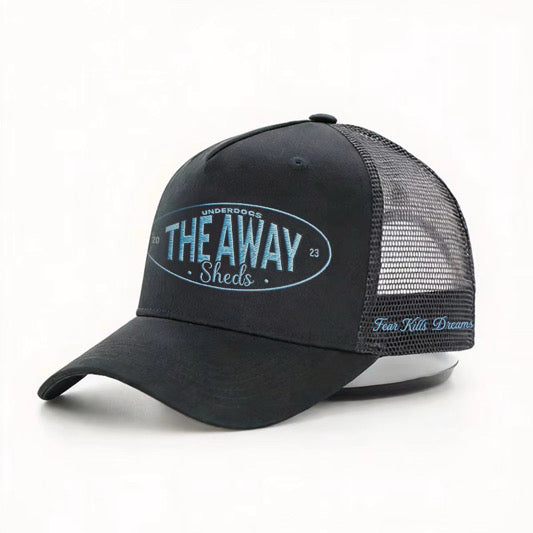 Fear Kills Dreams Trucker Hat (Black and Light Blue)